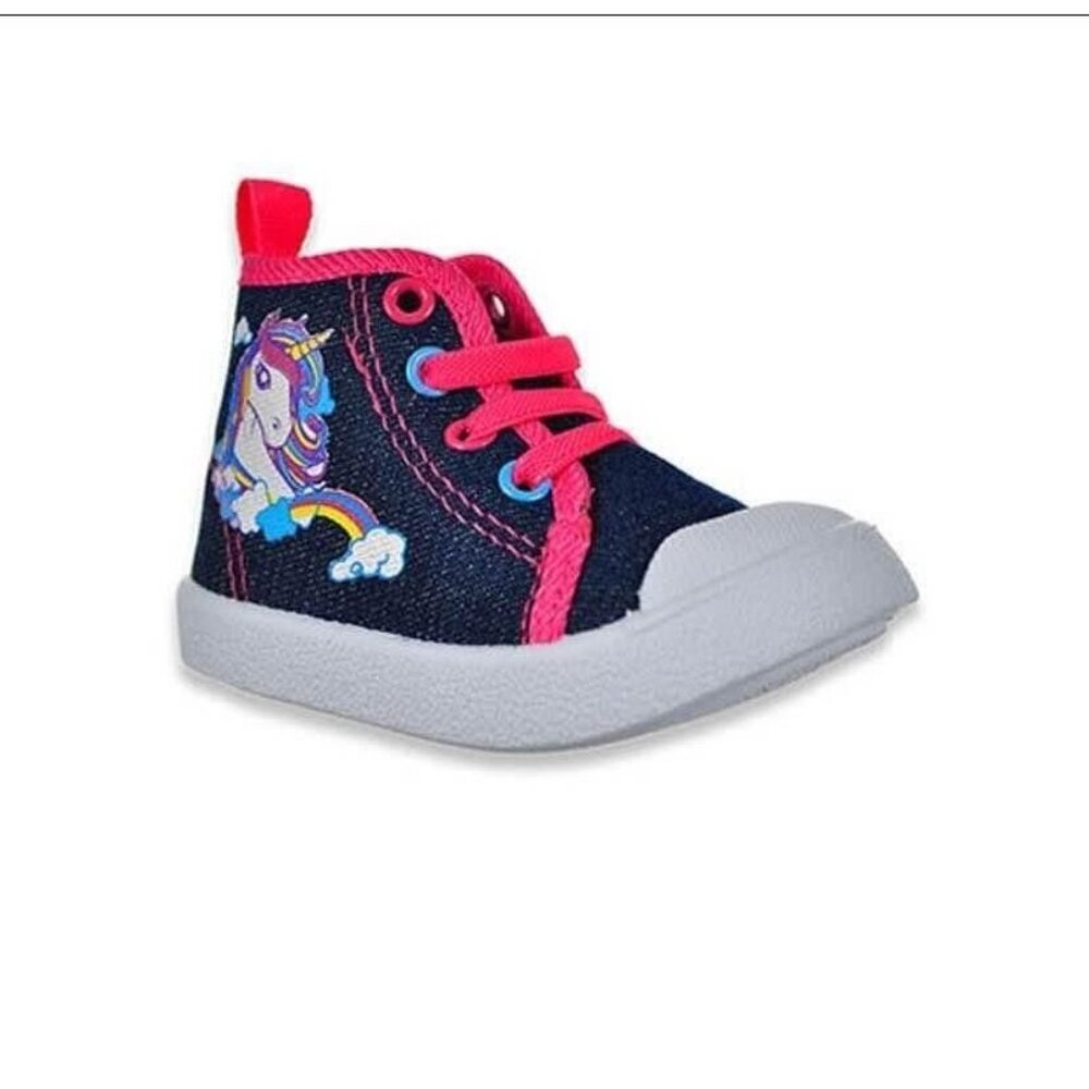 NWT Unicorn Denim High Top Sneakers Infant Girls Size 2
